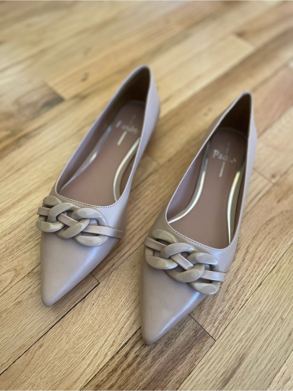 Linea Paolo Nora Pointed Toe Flat with Chain Detail Size 8.5